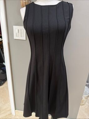 Calvin Klein Black Sleeveless Paneled Elegant Dress